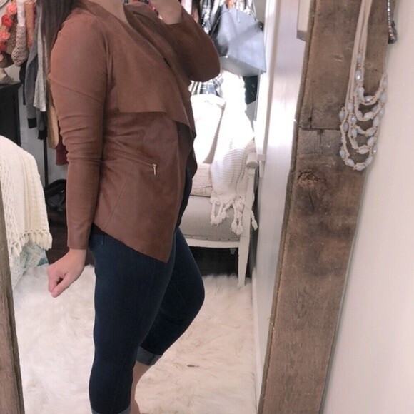 WORTHINGTON small camel brown faux suede jacket - Picture 4 of 7